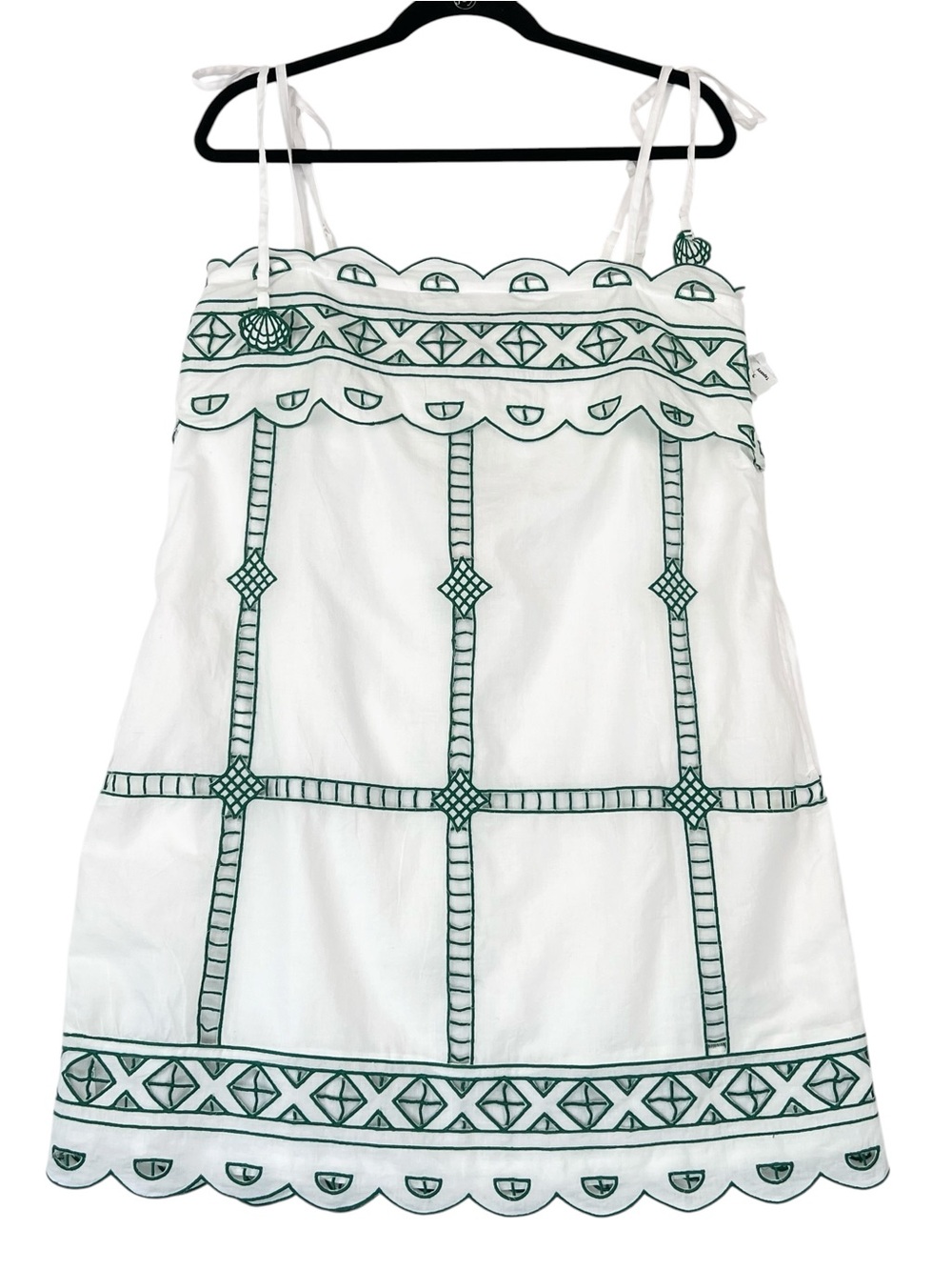 NWT Ciebon Lyndon Green Embroidered Mini Dress Sz M White - Picture 3 of 16